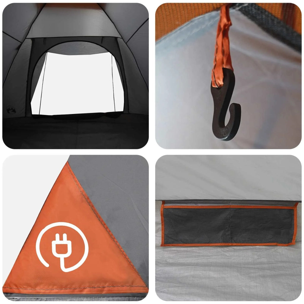 Tenda da campeggio con tetto Grigio e arancione 6 persone 42028654
