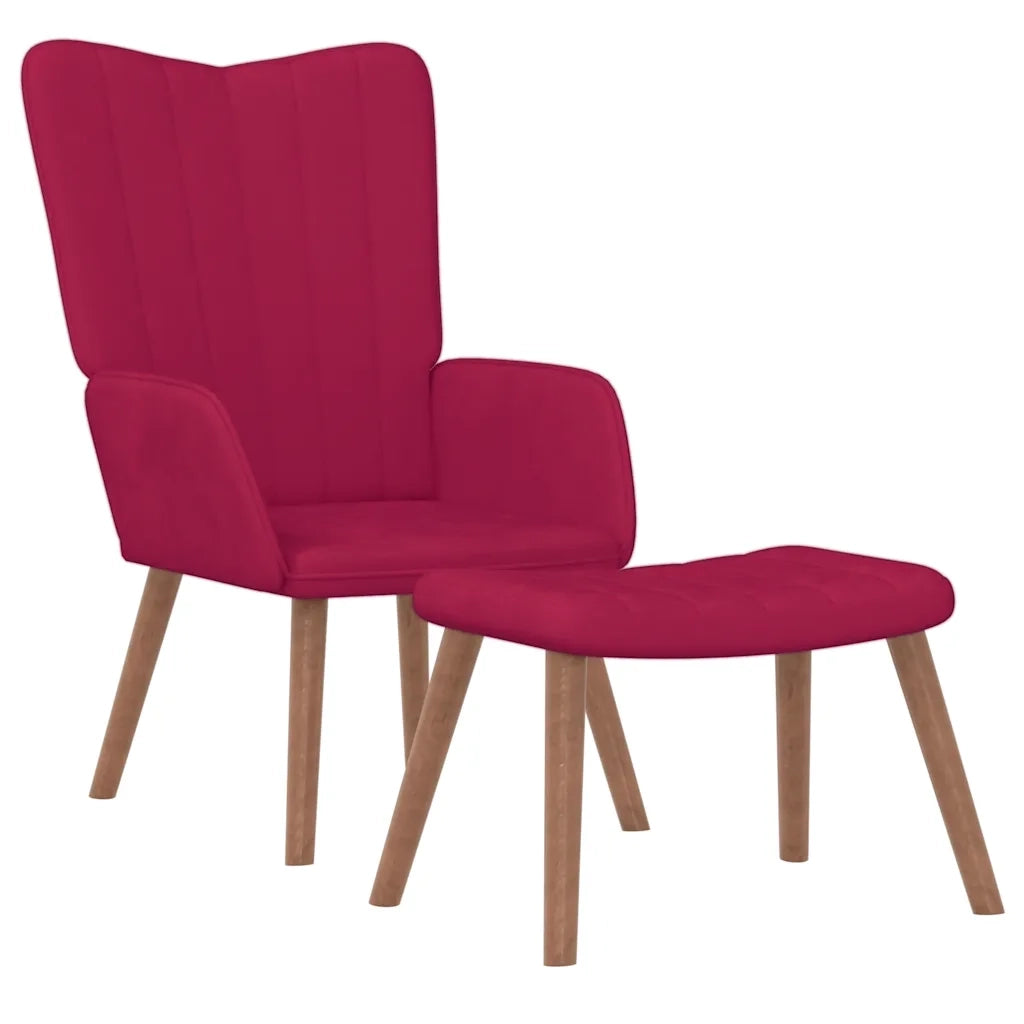 Poltrona Relax con Poggiapiedi Rosso Vino in Velluto 327671