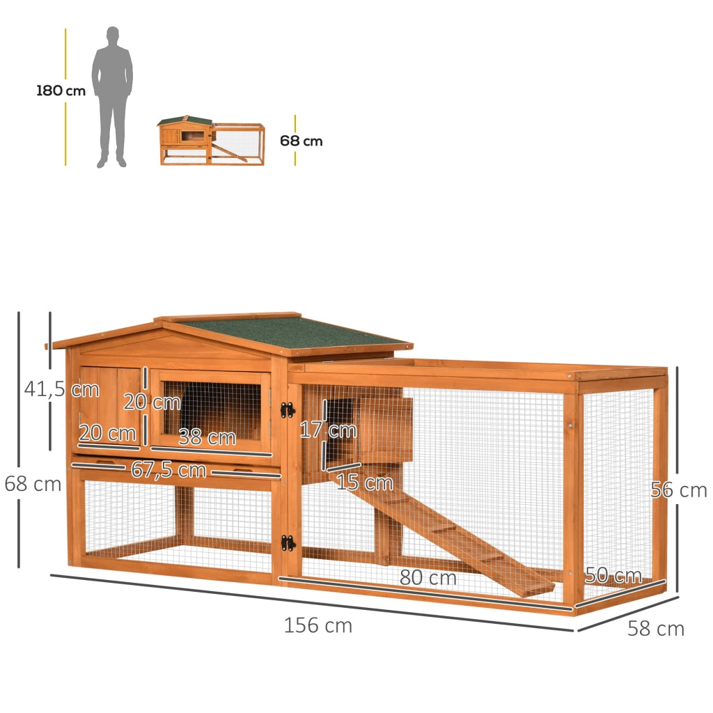 Gabbia per conigli 2 piani con telaio in legno ¨C zephmum ¨C 156x58x68 cm