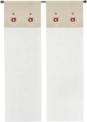 Tenda Finestra Porta Interno 60x240 cm Coppia 2 pz Cuore Shabby Chic Tessuto Semitrasparente Rosso