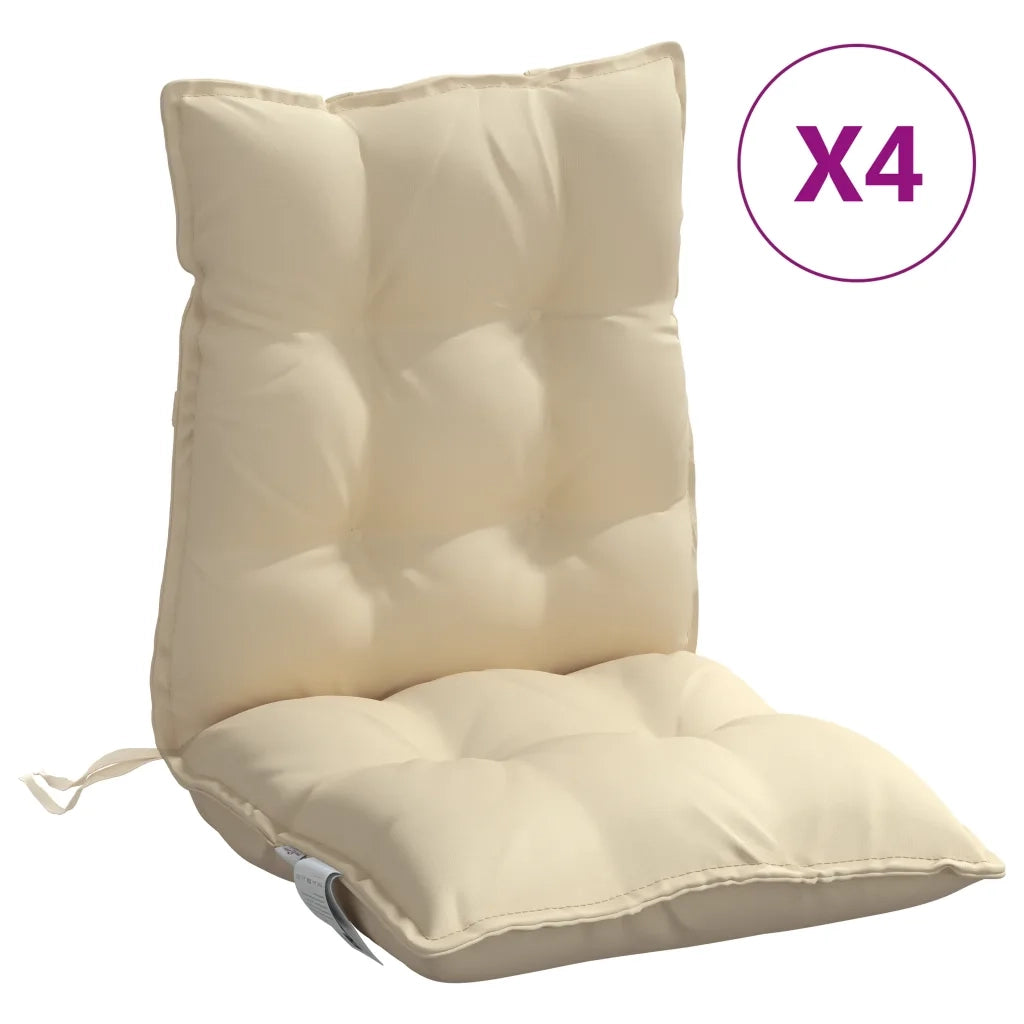 Cuscini per Sedia Schienale Basso 4 pz Beige in Tessuto Oxford 377681