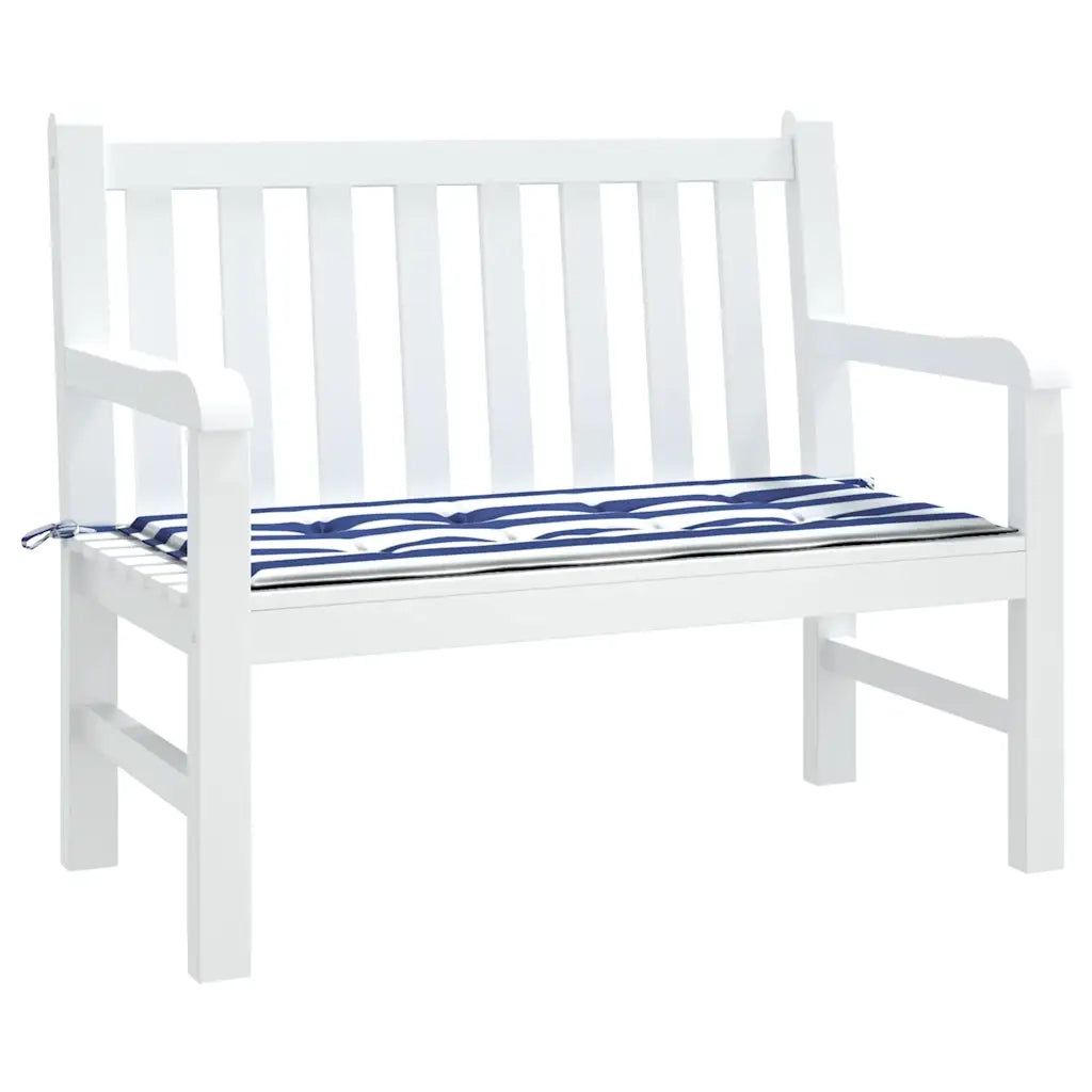 Cuscino Panca Giardino Bianco e Blu 100x50x3 cm Tessuto Oxfordcod mxl 118337