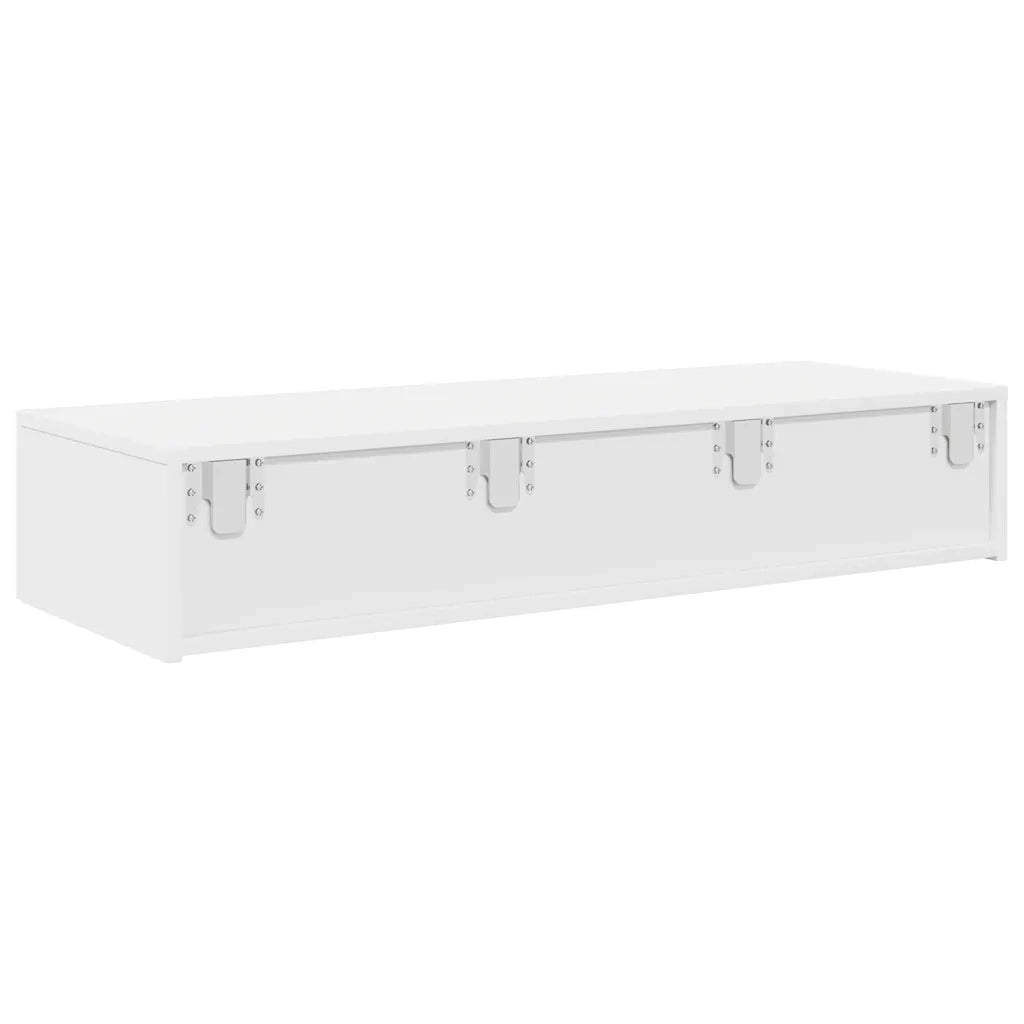 Scaffale a Parete con Cassetti Bianco 100x36x19cm in Truciolato 859986