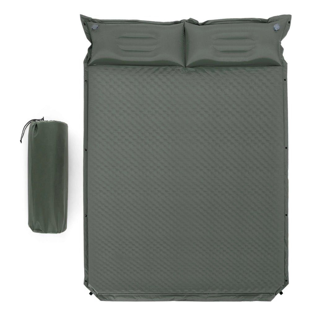 Materasso da campeggio auto gonfiante, Materasso comodo per dormire con cuscini Verde