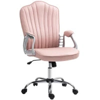 Sedia da Scrivania Girevole con Altezza Regolabile Braccioli Schienale Curvo Funzione di Basculante Rosa