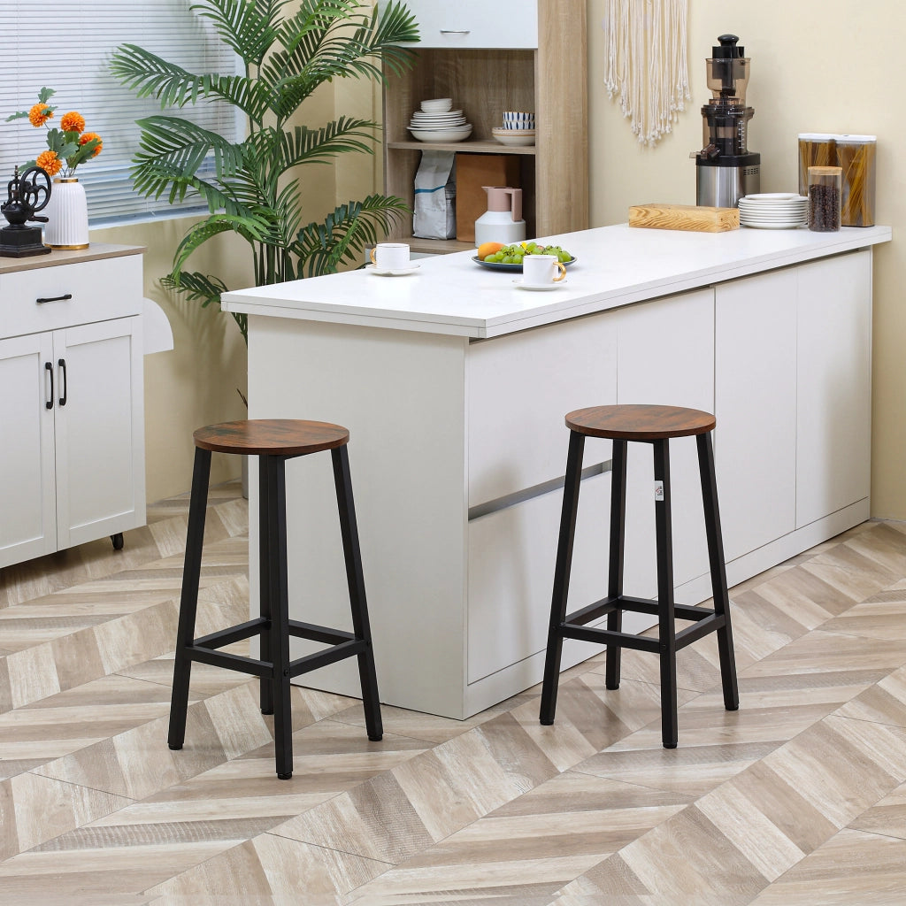 Sgabello da Cucina ¨C zephmum ¨C Marrone Legno Truciolato Metallo 32.5x32.5x65 cm