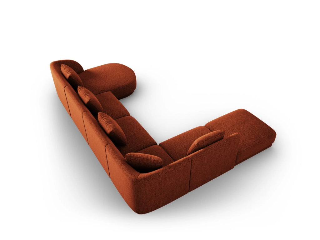 Cosmopolitan Design - Divano panoramico sinistro "Tulum" 6 posti in ciniglia terracotta 