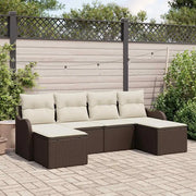 Set Divano da Giardino con cuscino 6 pcs Marrone Poly Rattan 3345808