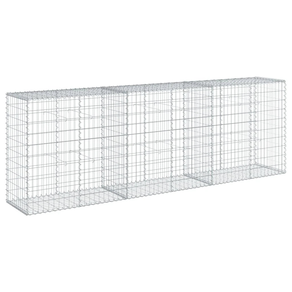Gabbione recinto a gabbia muro di contenimento con coperchio 300 x 50 x 100 cm ferro zincato argento 02_0040153