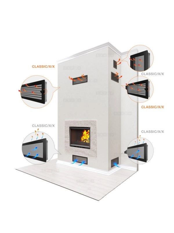 Griglia di ventilazione per camino 17x30 nera con tapparelle avvolgibili