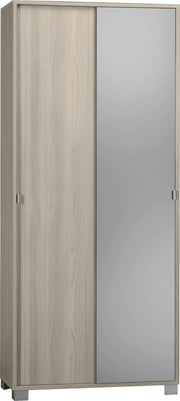 Armadio 2 Ante Scorrevoli con Specchio 82x190x41 cm Olmo Chiaro