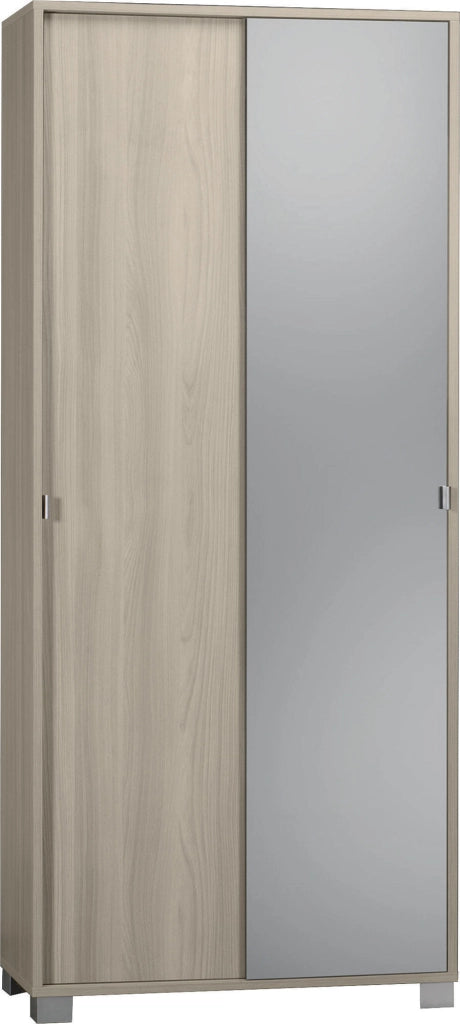 Armadio 2 Ante Scorrevoli con Specchio 82x190x41 cm Olmo Chiaro