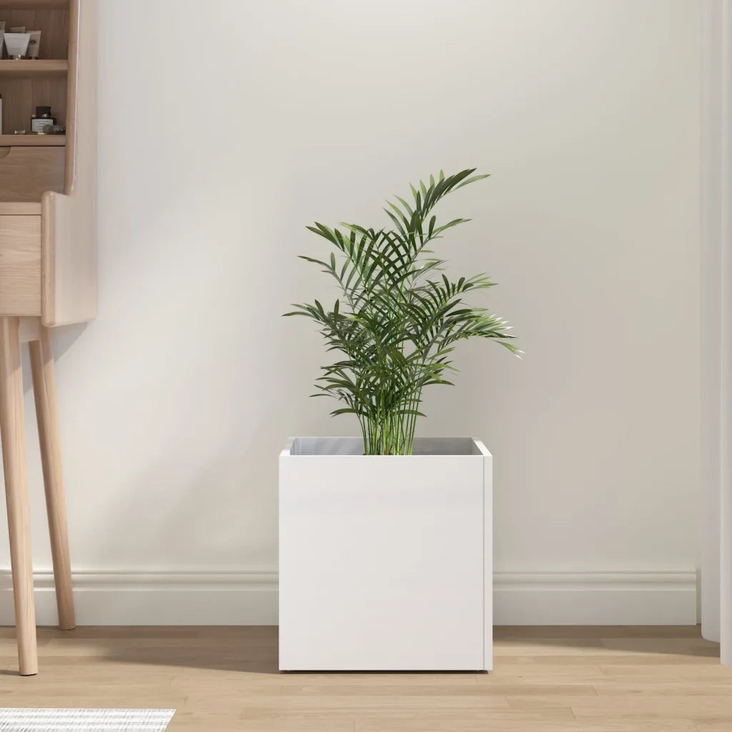 Fioriera-Vaso-Contenitore per Piante Bianco Lucido 40x40x40 cm in Legno Multistrato