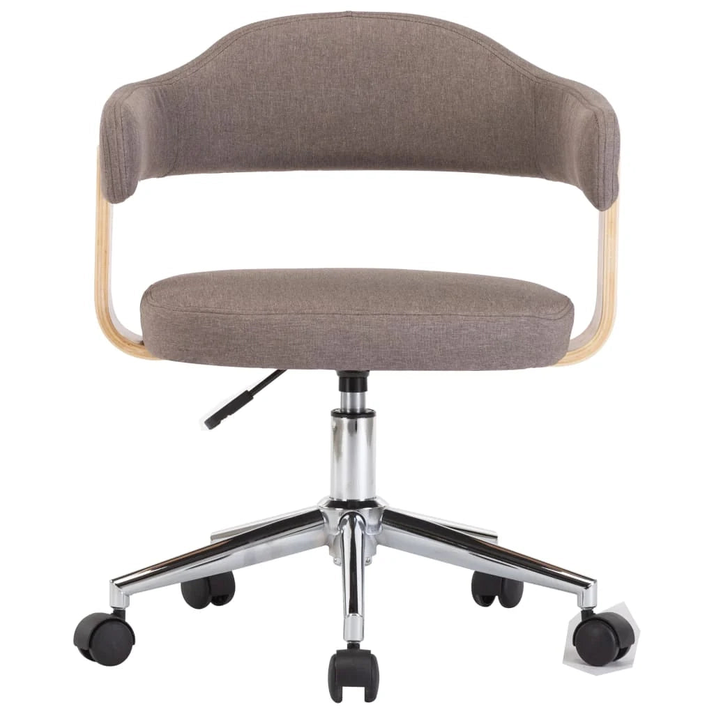 Sedia girevole da ufficio/studio in legno curvato e tessuto color tortora 02_0024176