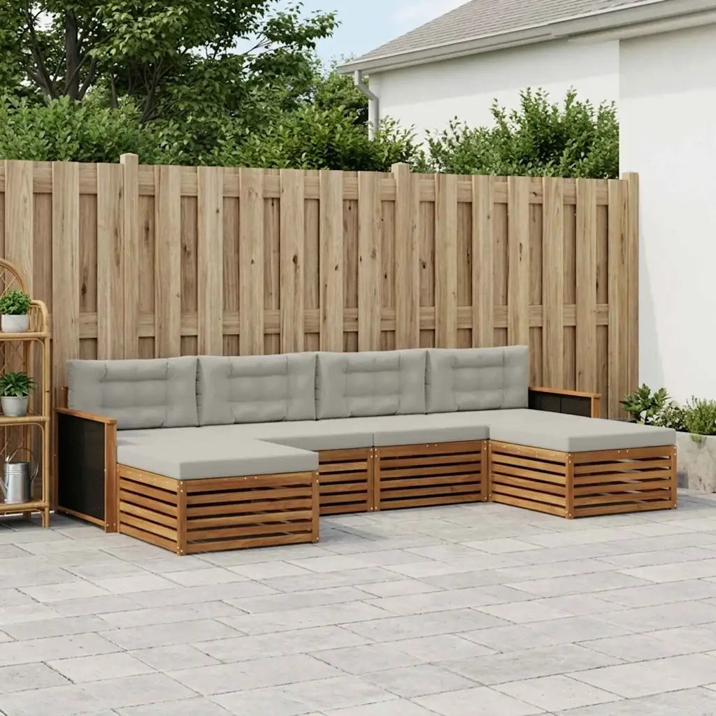 Set divani con cuscino 6 pcs Legno di Acacia Massello