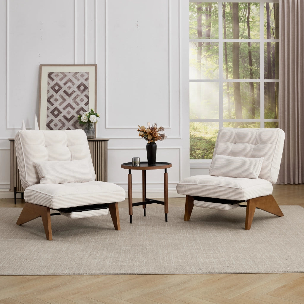 POLTRONA reclinabile 127x73x90 cm in velluto a coste beige