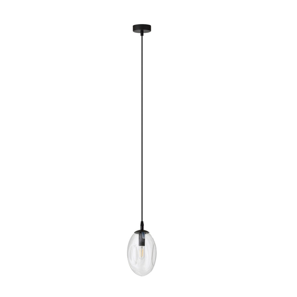 Lampada a sospensione Astral in acciaio nero e vetro
