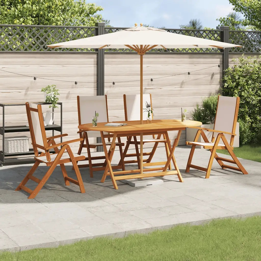 Set Pranzo da Giardino 5pz Legno Massello di Acacia e Textilene