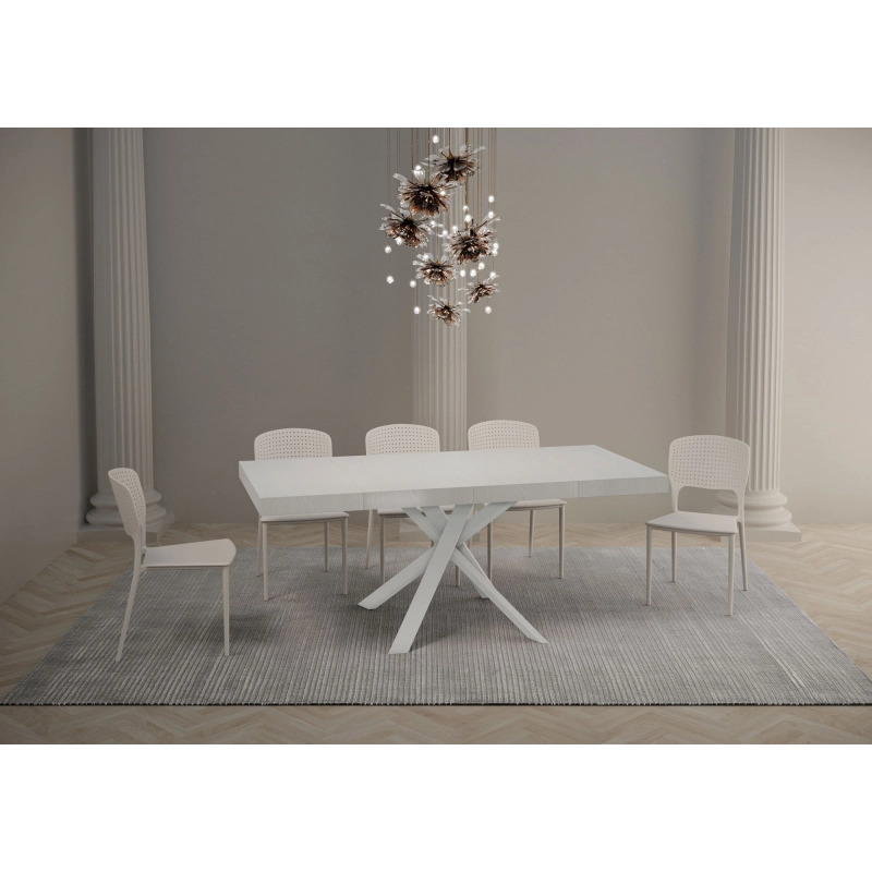 Tavolo allungabile 90x90/194 cm Clerk Premium - gambe Bianche - Bianco Frassino