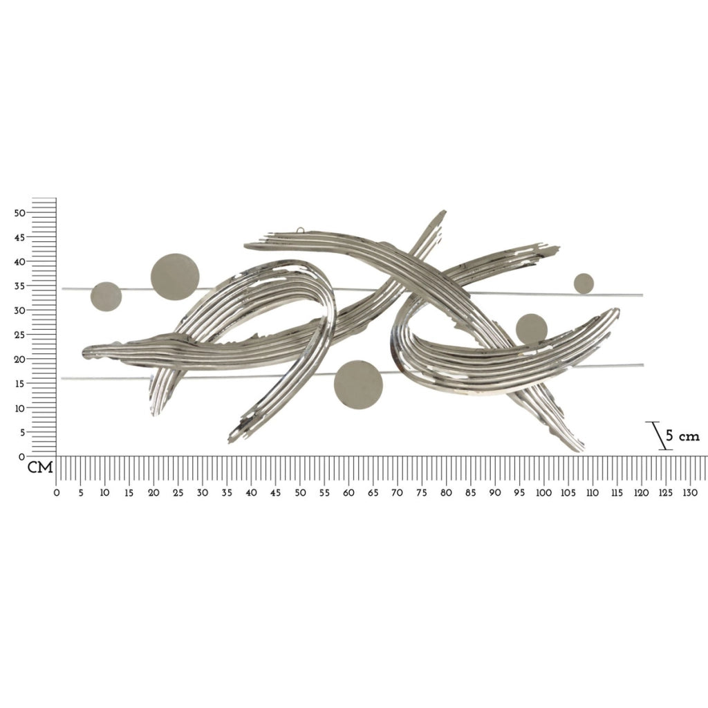 Decorazione in Metallo 3D Astratto 1, Argento, Metallo, 121x5x52 cm