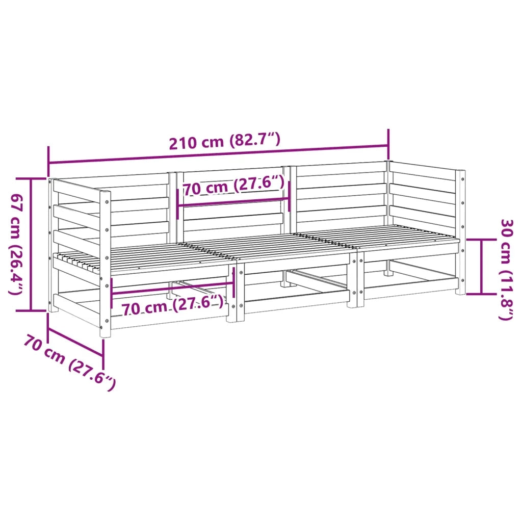 vidaXL Set Divani da Giardino 3 pz in Legno Massello Abete Douglas