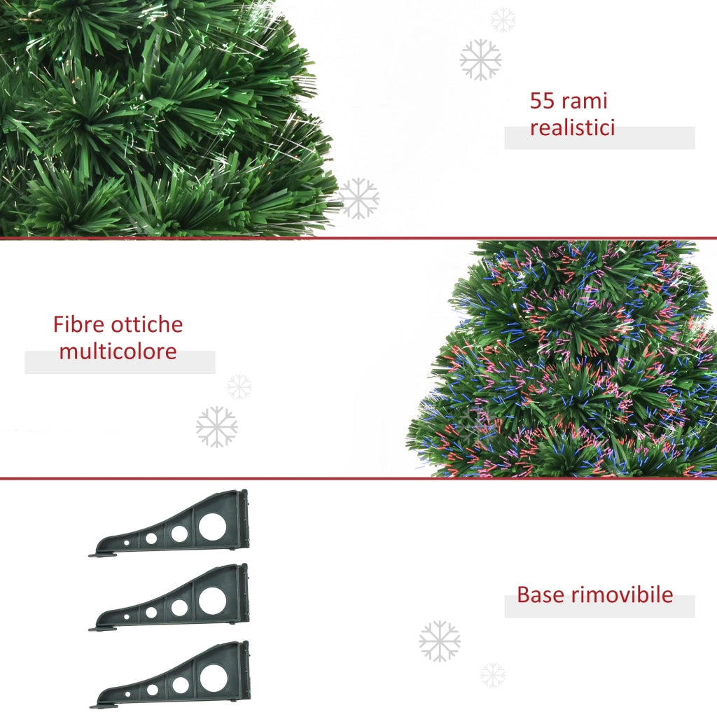 Albero di Natale Artificiale 60 cm 55 Rami con Fibra Ottica Verde