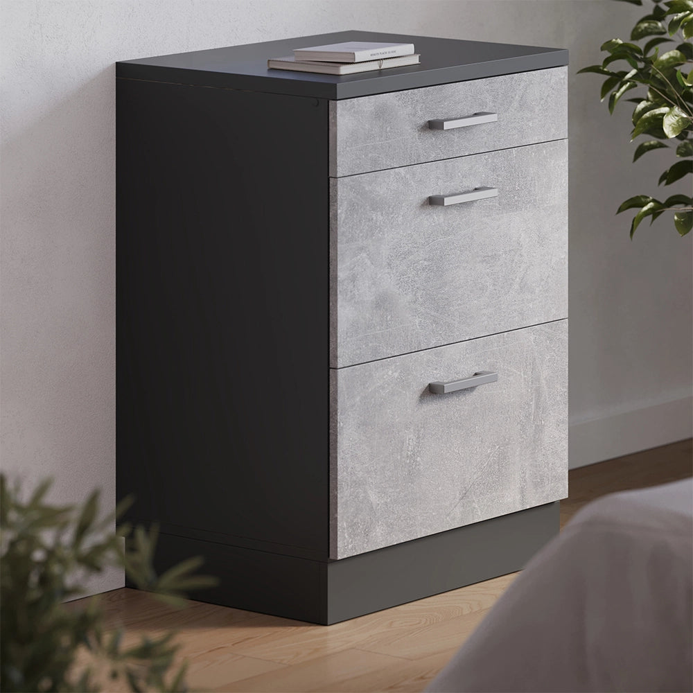 Mobile per mansarda Rion Calcestruzzo/Antracite 60 x 83.8 cm senza inclinazione con 3 cassetti Vicco