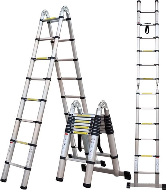 Scala Telescopica 5 Metri a Doppia V con 2,5*2,5M - Ripiegabile a V o Monoblocco (5M) Professionale