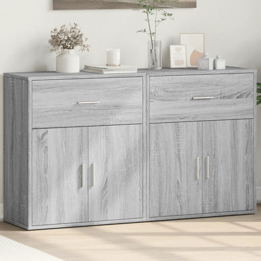Credenze 2 pz | Madia | Buffet da pranzo | Armadio da pranzo Grigio Sonoma 60x31x70 cm in Legno Multistrato