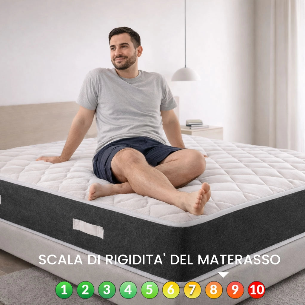 Materasso matrimoniale 180X190 Cm CONFORTEVOLE che NON SCALDA, Materasso memory ortopedico alto 24 cm contro il mal di schiena | MADE IN ITALY, Anallergico - MOD. PRIME 24