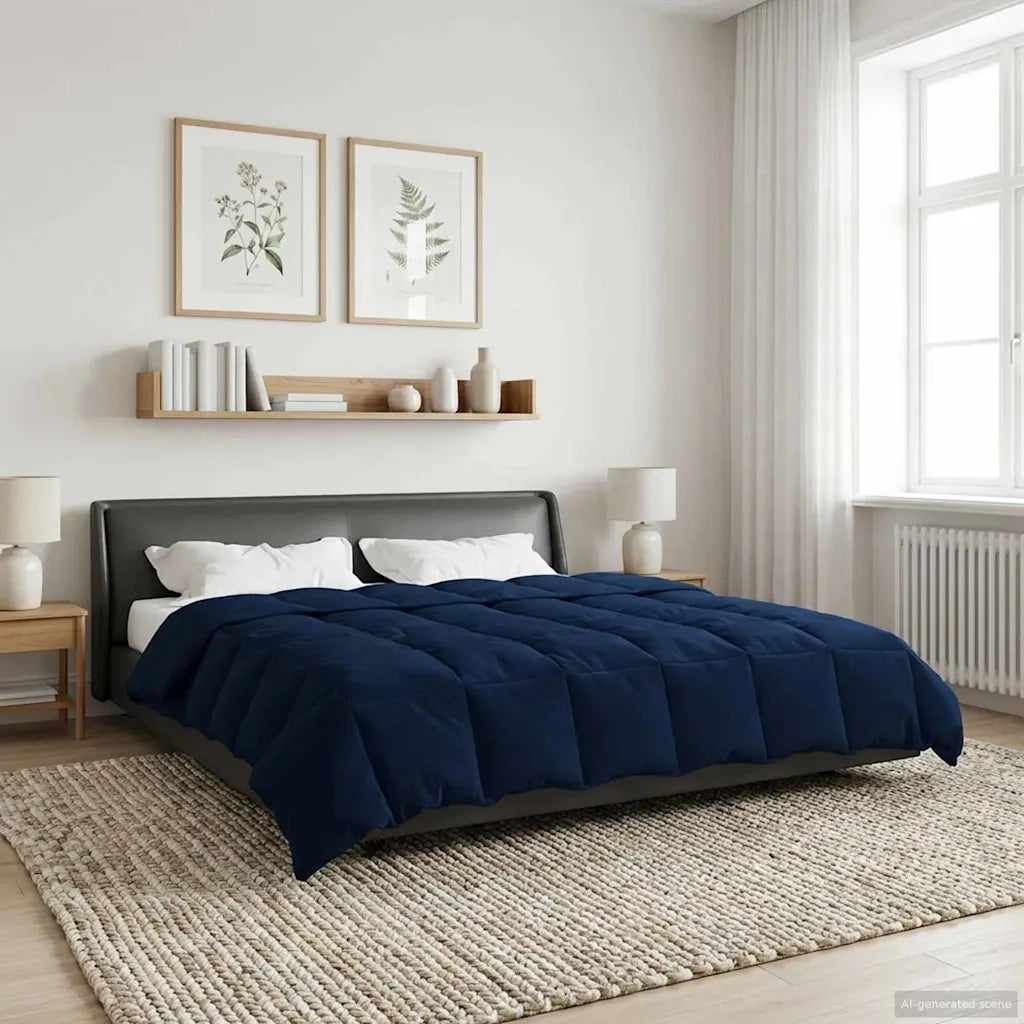 Duvet Invernale Trapuntato Blu Scuro 200 x 200 cm Microfibra 42026136