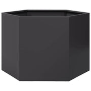 Fioriera | Cassetta per fiori | Vaso da Giardino Nera Esagono 69x60x45 cm in Acciaio