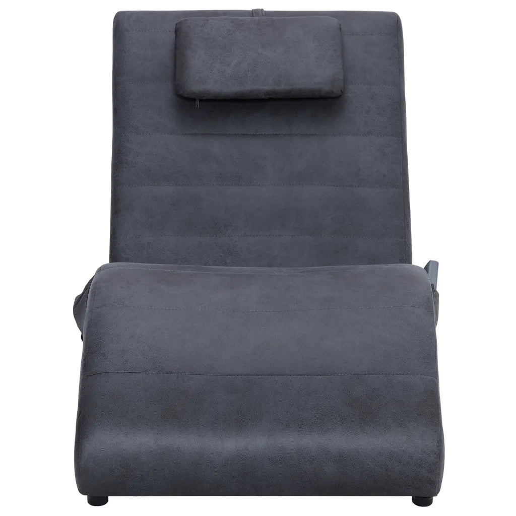 Sdraio Massaggiante con Cuscino Grigia Similpelle Scamosciata CFW2365735