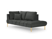 Cosmopolitan Design - Chaise longue destra "Hastings" 2 posti in velluto grigio scuro 
