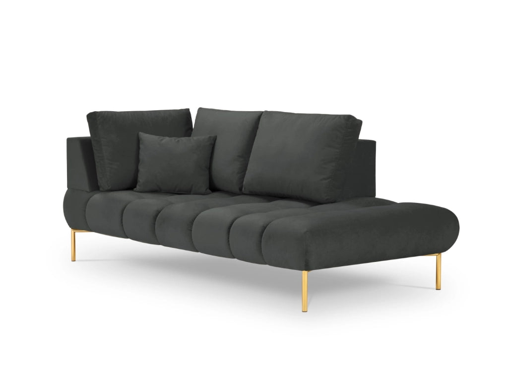 Cosmopolitan Design - Chaise longue destra "Hastings" 2 posti in velluto grigio scuro 