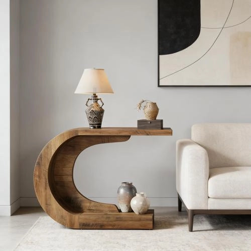 TAVOLO CONSOLLE C 110x35x75 cm Legno Marrone Rustico
