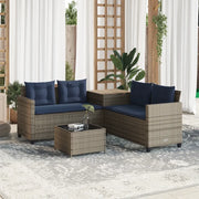 Divano da giardino con Tavolino e cuscini a forma di L in Polyrattan Grigio 369034