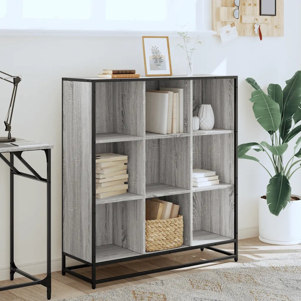 Libreria Grigio Sonoma 97,5x33x107,5 cm Multistrato e Metallo 3300863