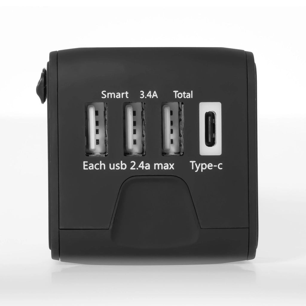 Adattatore universale da viaggio 6 in 1 con porte USB, compatibile 150 paesi, USB-C 3A, 3 porte USB 2.4A - SOGO