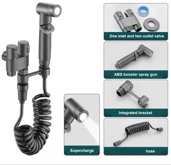 Set di pulizia per sanitari, pistola per pulire il water, accessorio per la pulizia delle docce e dei water - grigio