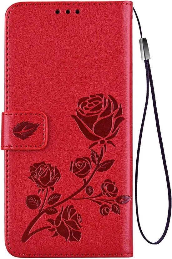 Portafoglio Hoesje con Apertura a Carta per Redmi Note 12 Pro - Rosso - Protezione Antishock - Pelle Finta - Chiusura Magnetica