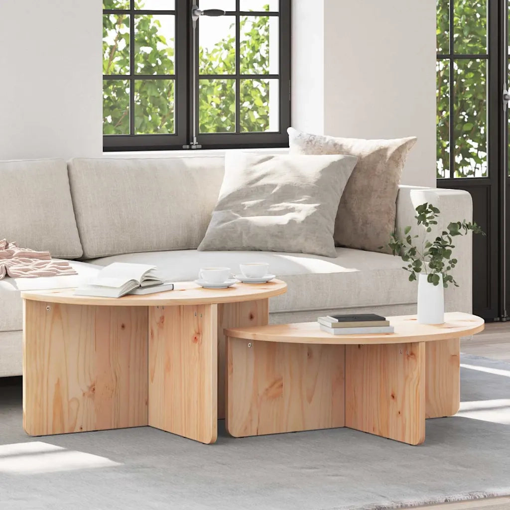 Tavolino da salotto 2 pcs Naturale Legno di pino massello 873535
