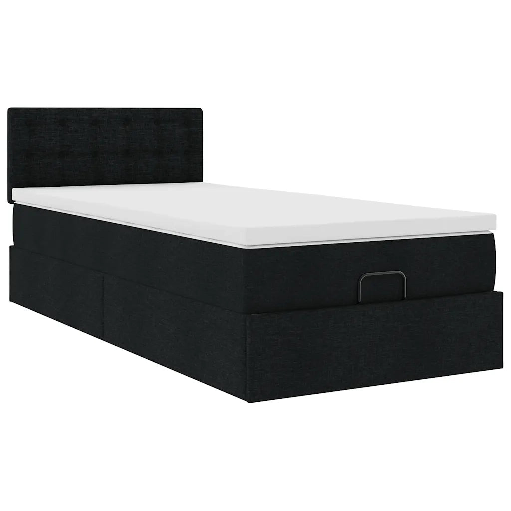 Pouf Letto con Materasso Nero 100x200 cm in Tessuto 3311603