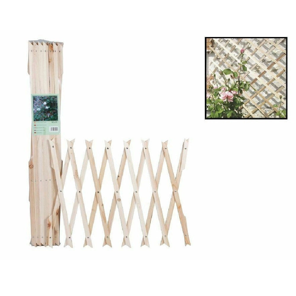 Trade Shop - Traliccio Legno Rete Estensibile Piante Rampicanti Staccionata 100x200 Cm 206429 -