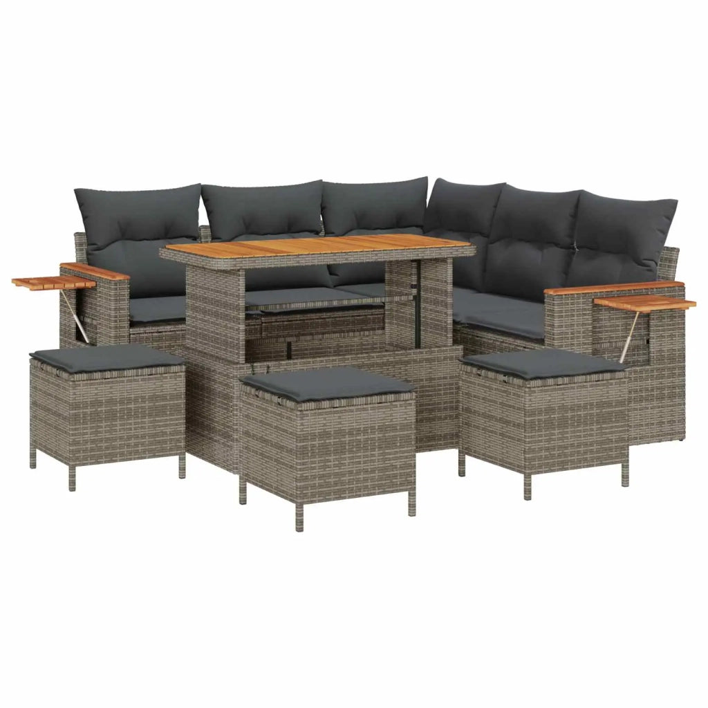 Set Divano da Giardino 9 pcs Grigio polyrattan 3363053