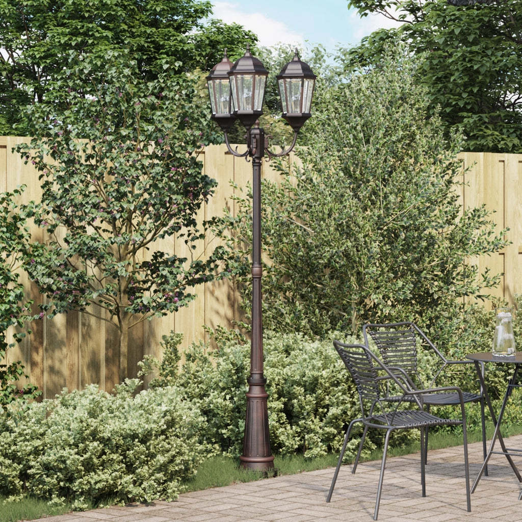 Palo da Giardino con 3 Lampade E27 Bronzo 235 cm Alluminio