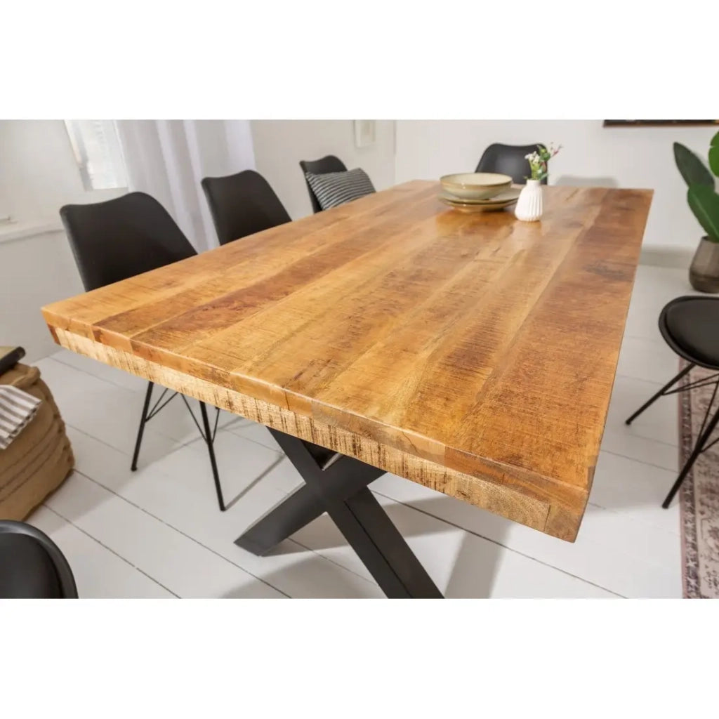 Tavolo da pranzo LODEN - Legno massiccio di mango verniciato - 160 cm - Stile industriale