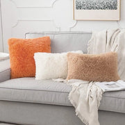 Set di 2 coprifuoco in pelliccia imitativa, cuscini decorativi morbidi e soffici, coprifuoco in pelliccia artificiale, per salotto, camera da letto, 30 x 50 cm, bianco