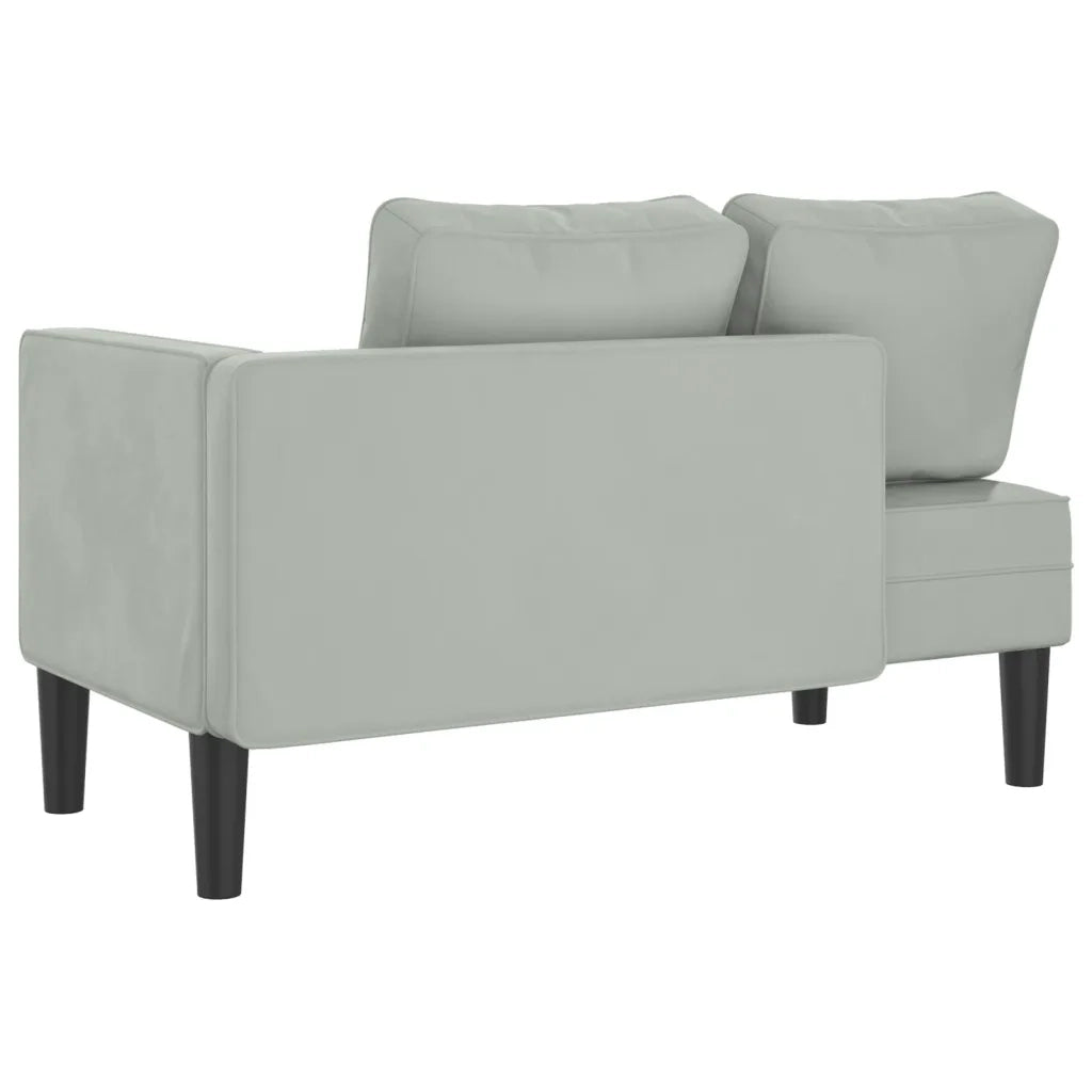 Chaise Longue con Cuscini Grigio Chiaro in Velluto CFW2322137