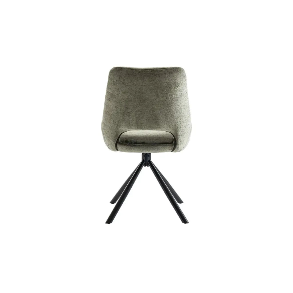 Set di 2 sedie YUMENA – Tessuto verde – Piedi in metallo – Design compatto – Eleganza naturale e robusta